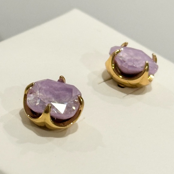 Kate Spade Gold-Tone Color Lilac Cubic Zirconia Stud Earrings - Picture 3 of 6